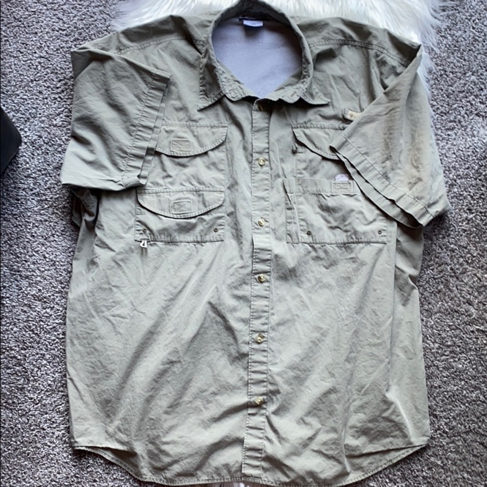COLOMBIA Short Sleeve Tan Outdoor Shirt XXL